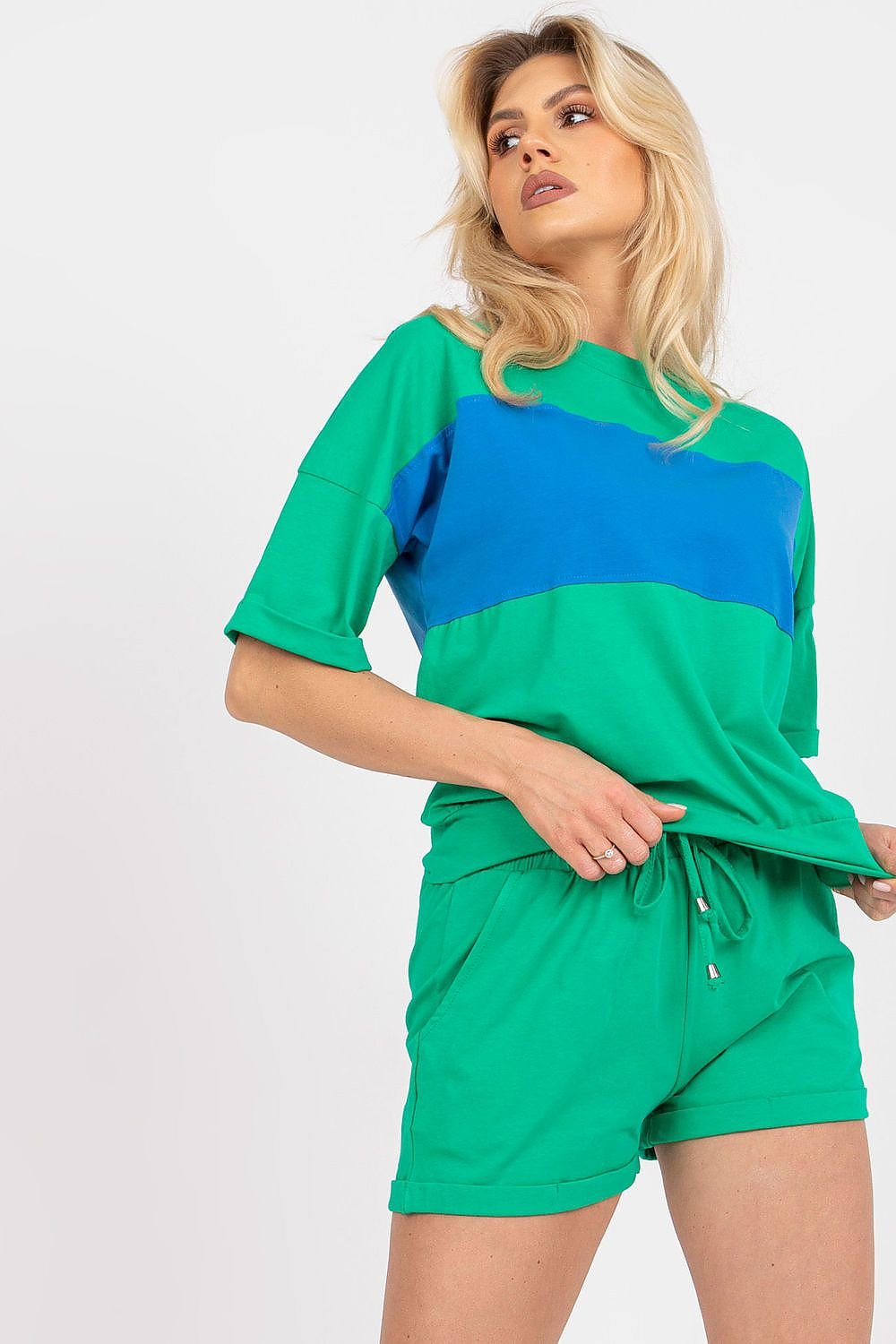TEEK - Banned Contrast Top Shorts Set SET TEEK MH green S