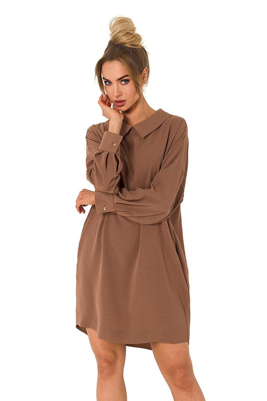 TEEK - Back V-Neck Shirt Dress DRESS TEEK MH brown S