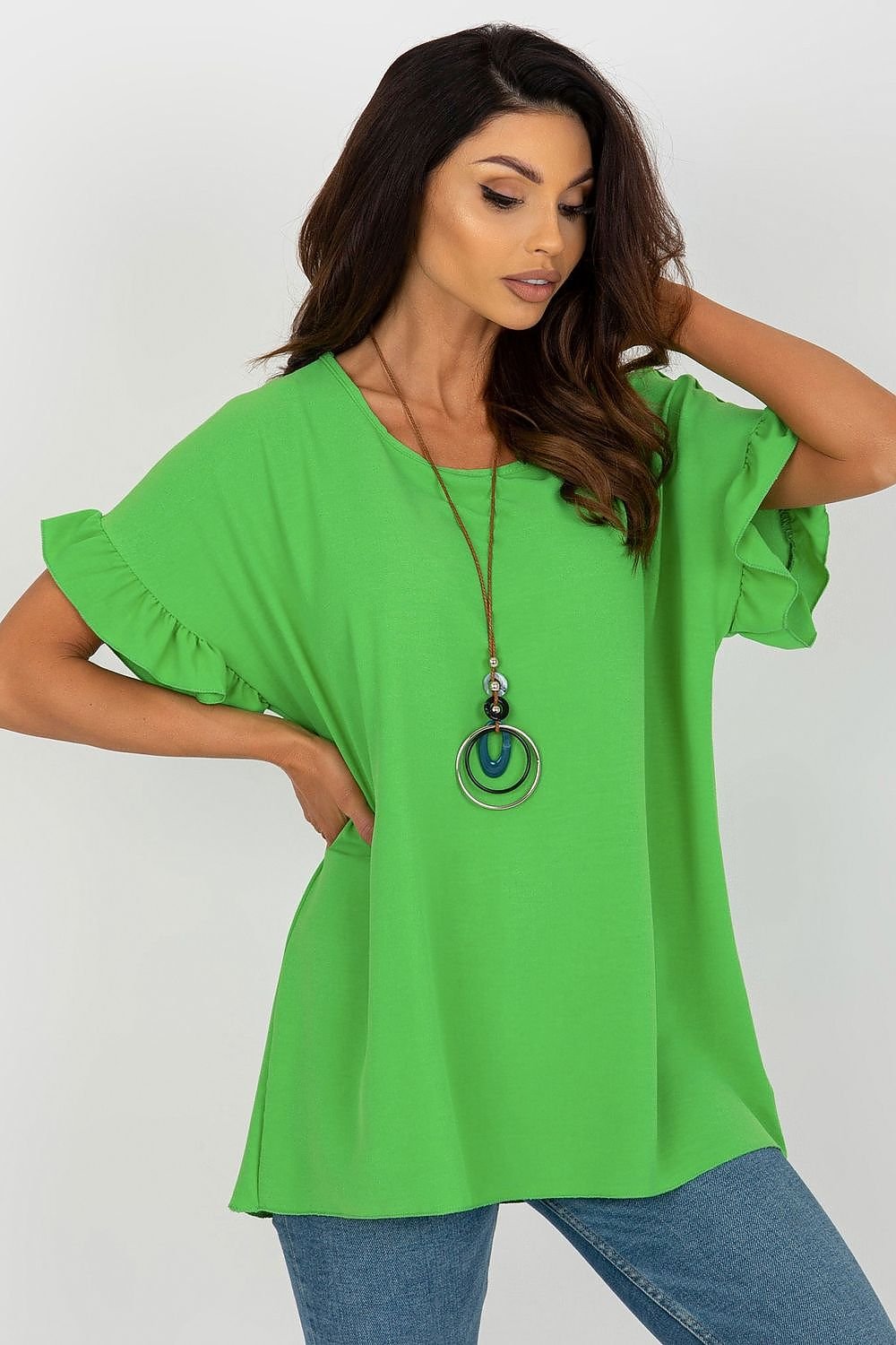 TEEK - Tilted Ruffled Blouse TOPS TEEK MH green 2 One Size