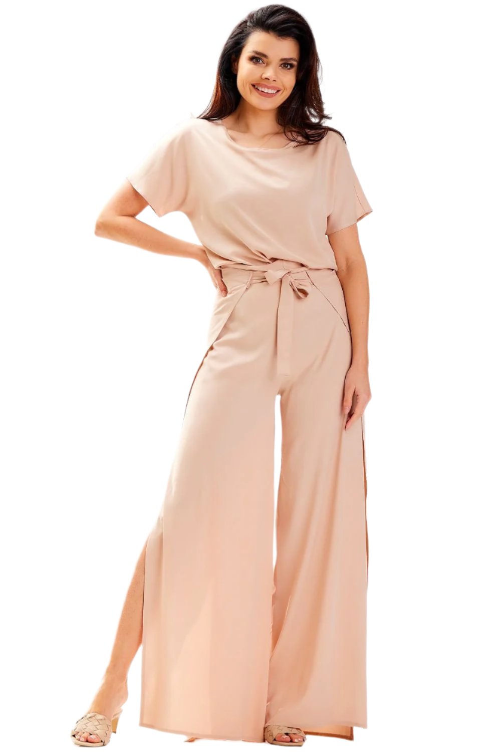 TEEK - Beige Belted Slit Leg Jumpsuit JUMPSUIT TEEK MH S