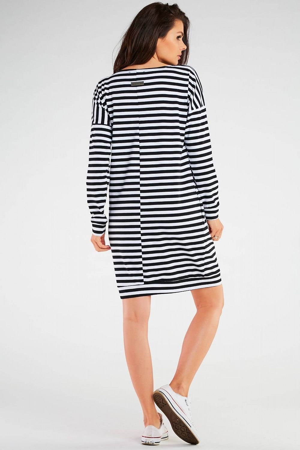 TEEK - Black White Striped One-Shoulder Daydress DRESS TEEK MH