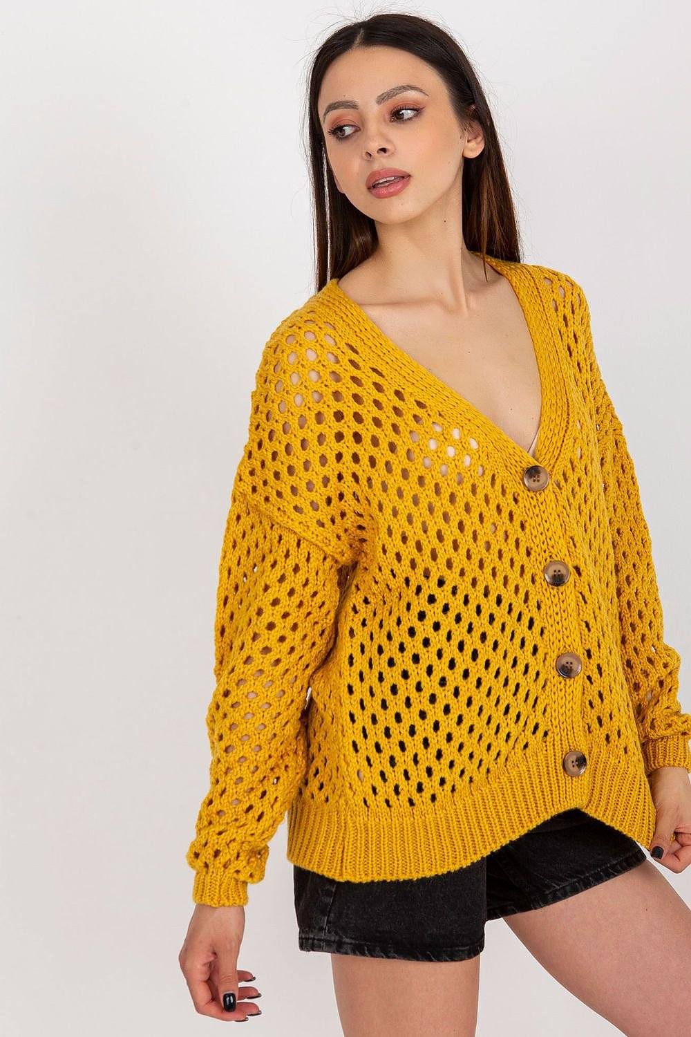 TEEK - Buttoned Openwork V-Neck Cardigan SWEATER TEEK MH
