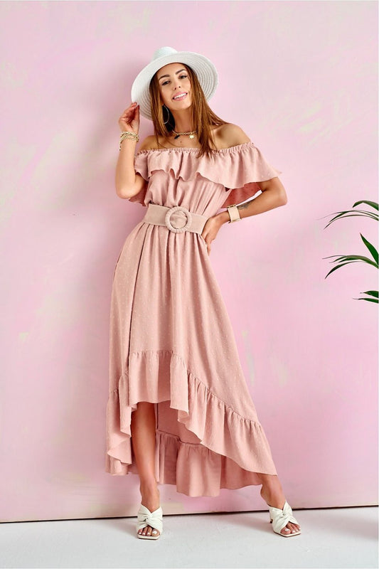 TEEK - Pink Off-Shoulder Ruffle Daydress DRESS TEEK MH S36