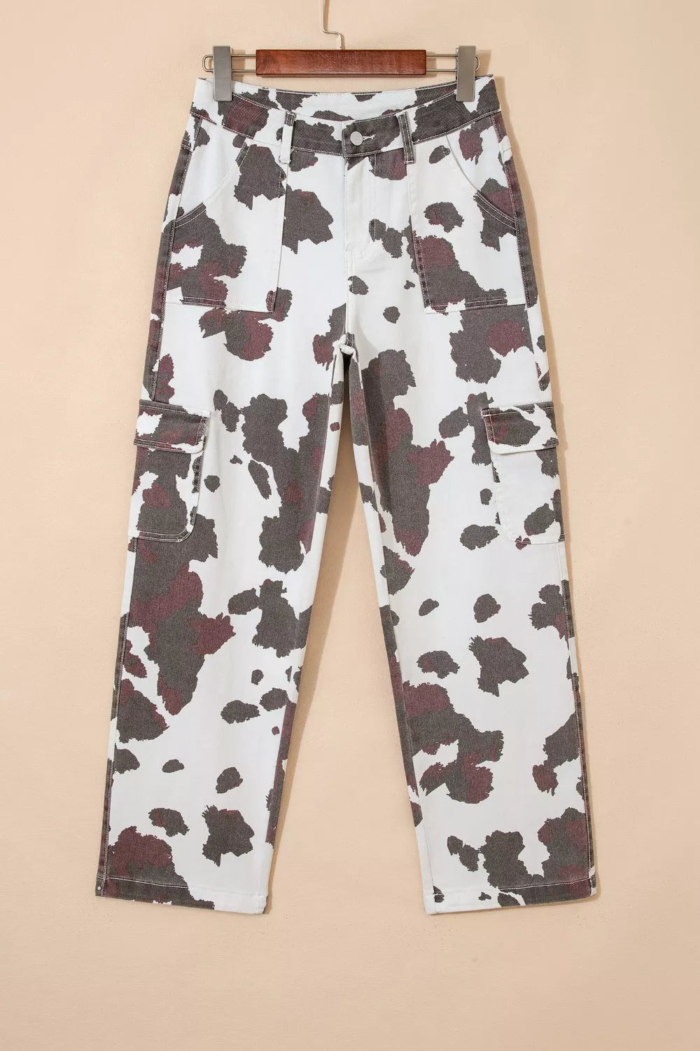 TEEK - Cow Spots Printed Multi Pocketed Jeans JEANS TEEK Trend