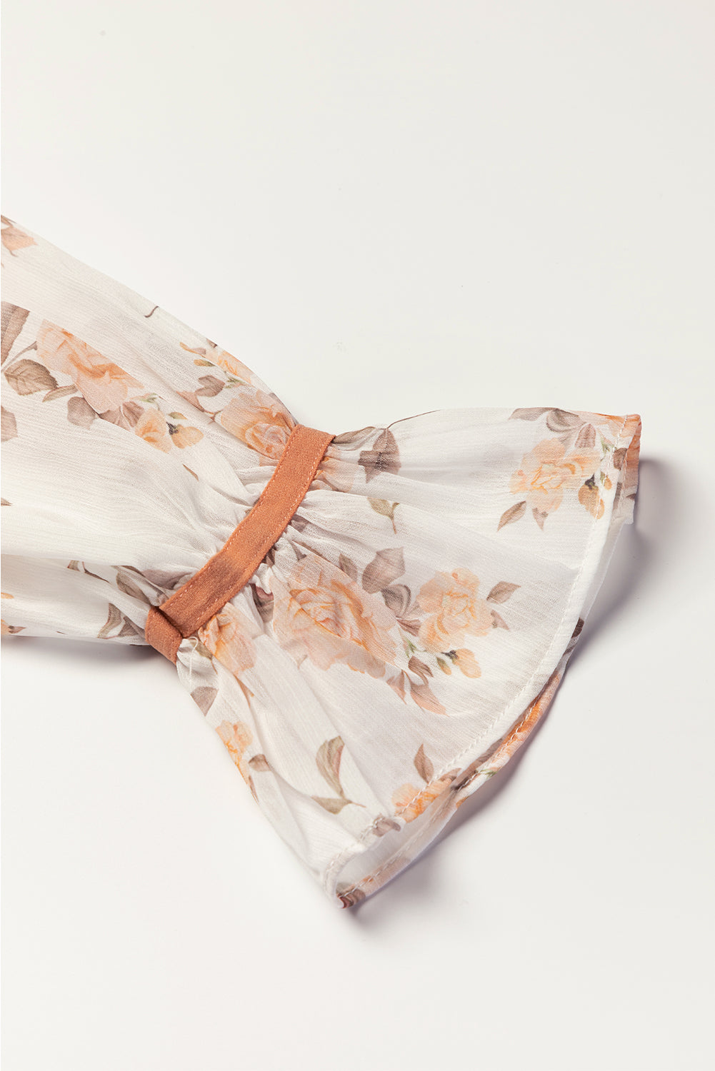 TEEK - Camel Cable Knit Floral Flounce Sleeve Sweater TOPS TEEK Trend