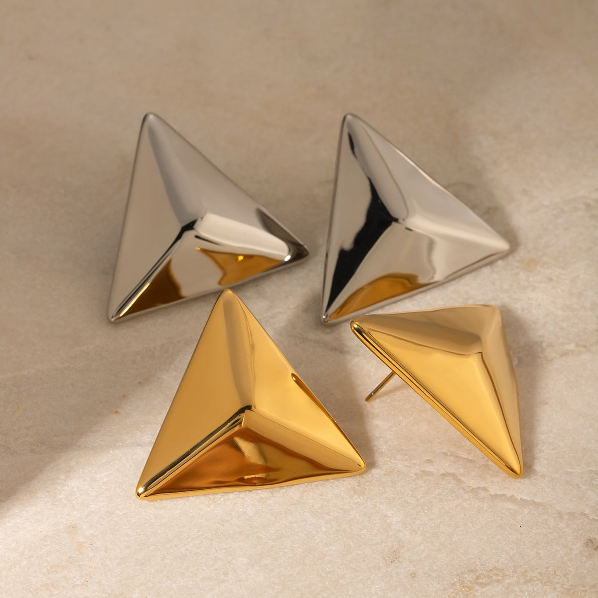 TEEK - Stainless Steel 3D Triangle Earrings JEWELRY TEEK Trend