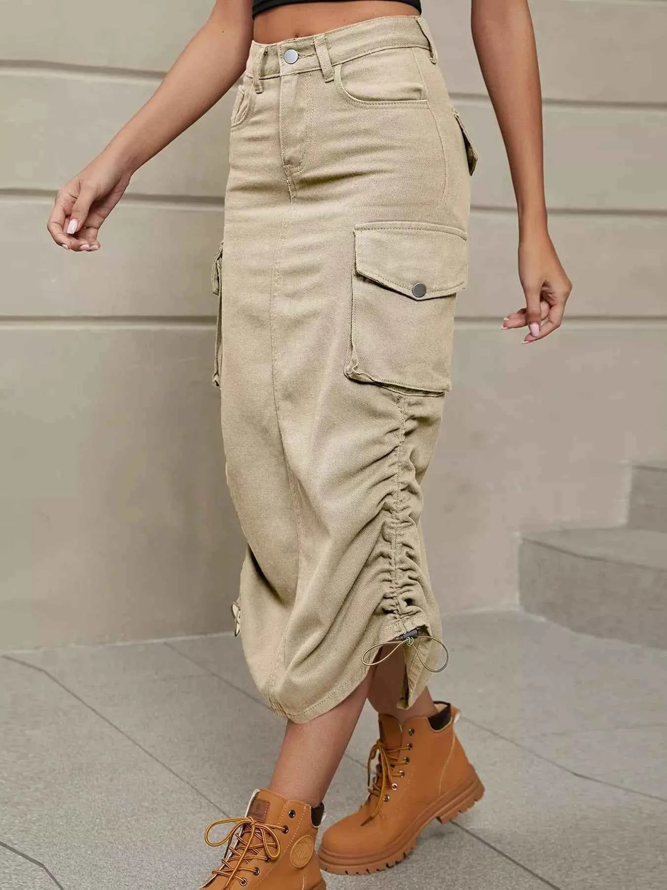 TEEK - Ruched Cargo Midi Skirt SKIRT TEEK Trend