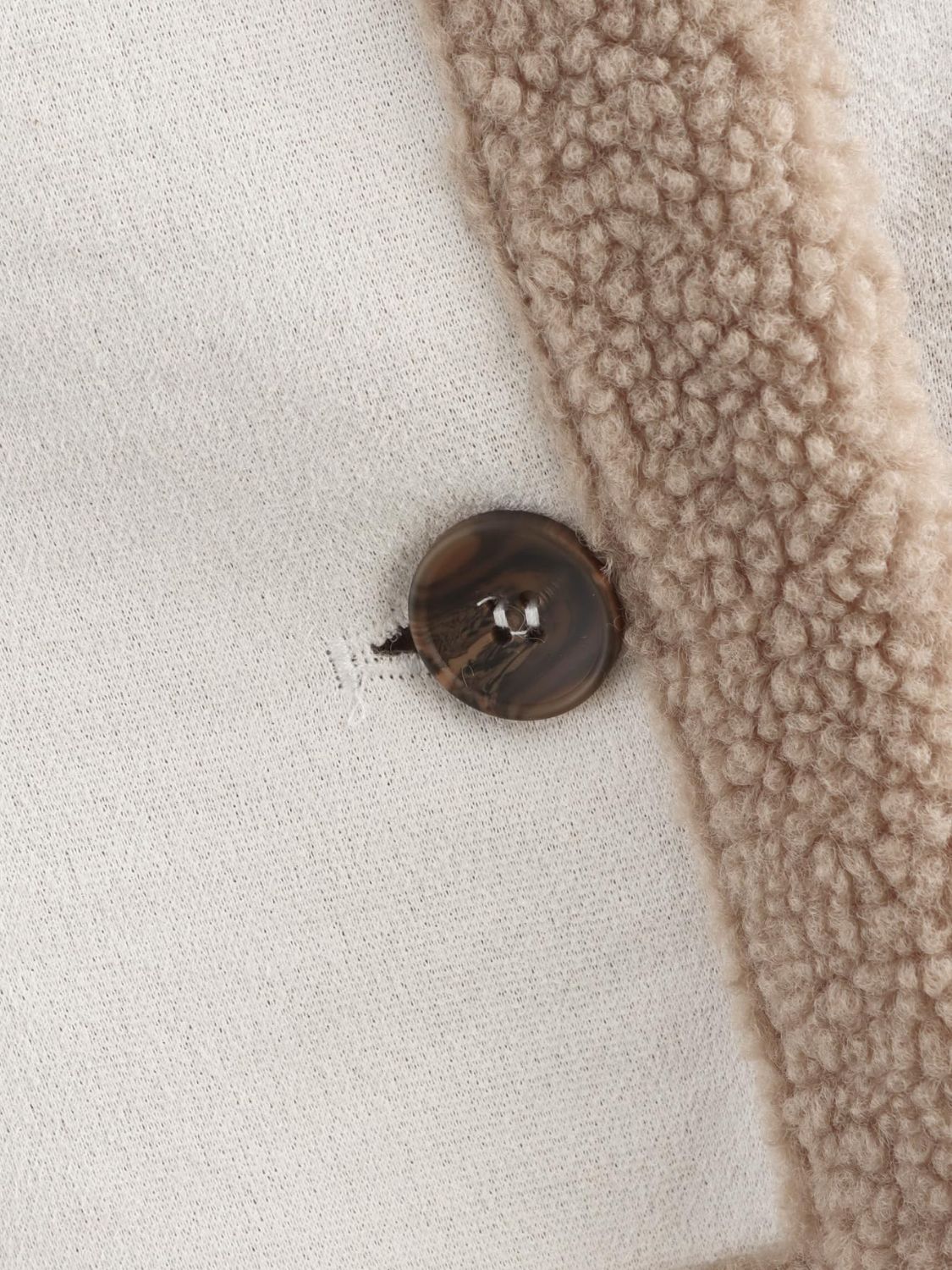 TEEK - Fuzzy Collared Neck Long Sleeve Jacket