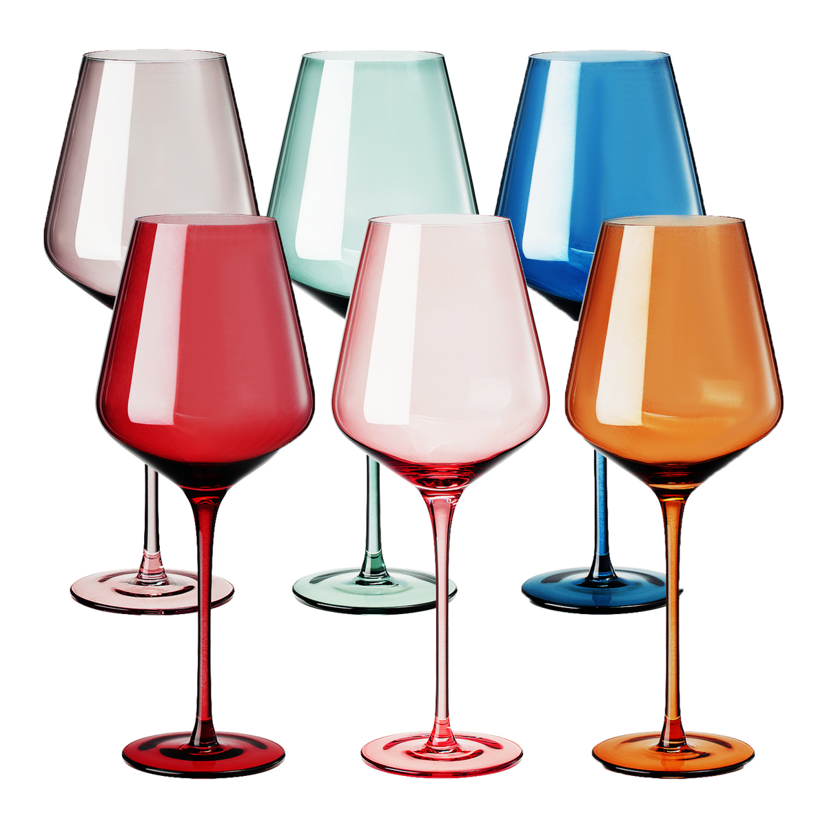 TEEK - Tonal Stemmed Wine Glassware Set HOME DECOR TEEK KS Round Set of 6 Full Muted