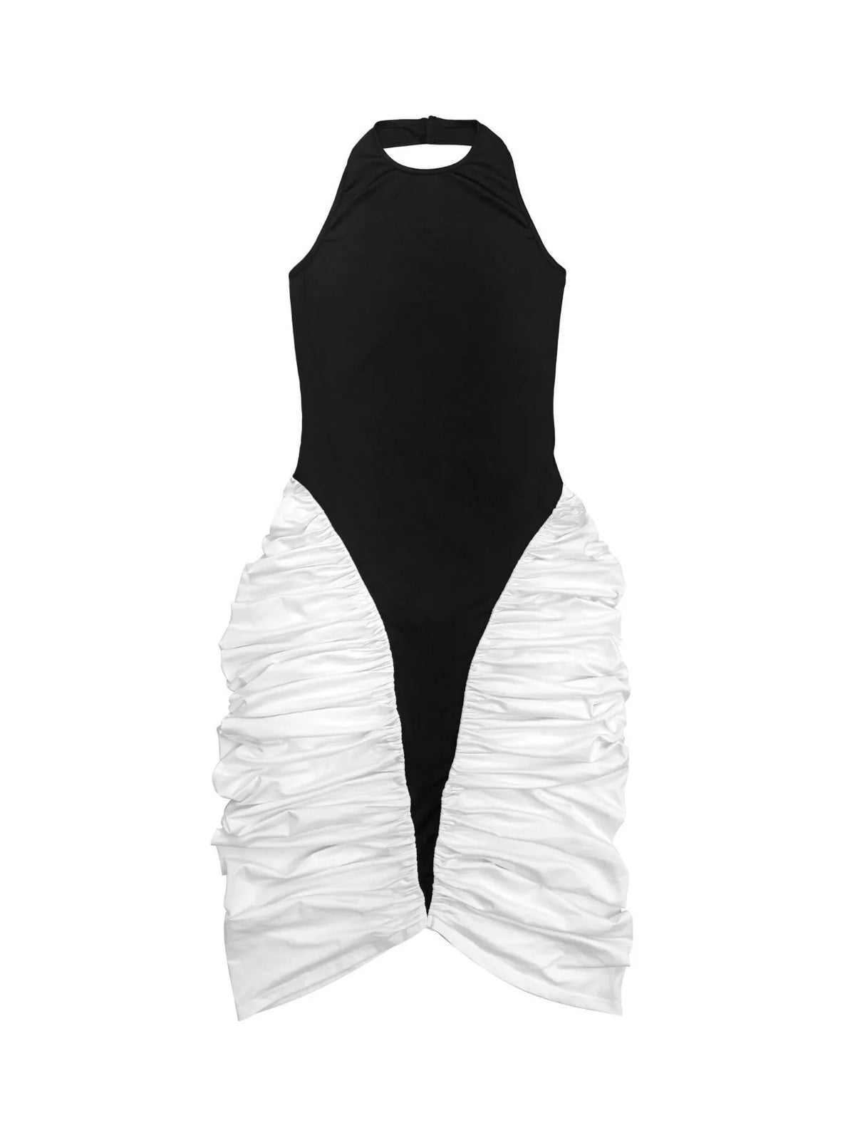 TEEK - Two-Tone Sleeveless Ruched Midi Dress DRESS TEEK Trend