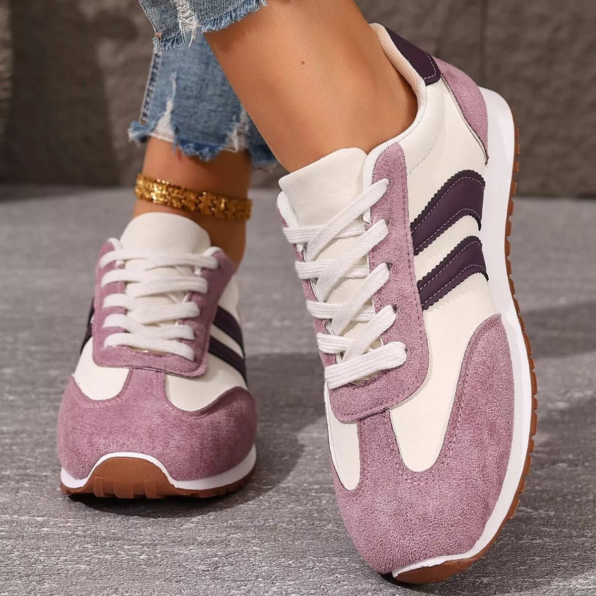 TEEK - Striped Lace-Up Casual Sneakers SHOES TEEK Trend