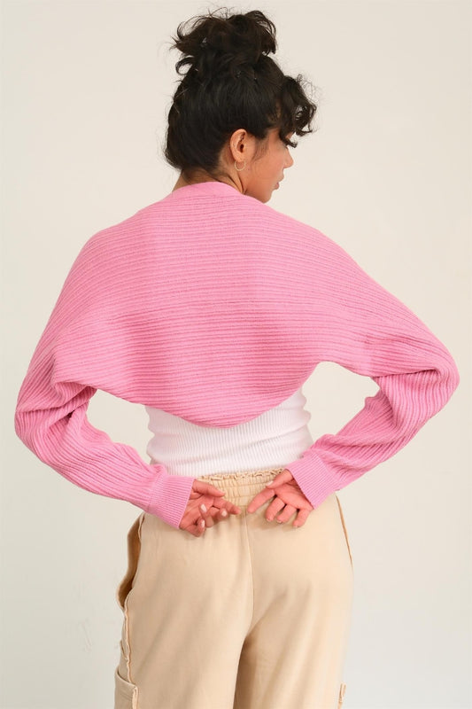 TEEK - Rose Pink Ribbed Knit Bolero Cardigan TOPS TEEK Trend