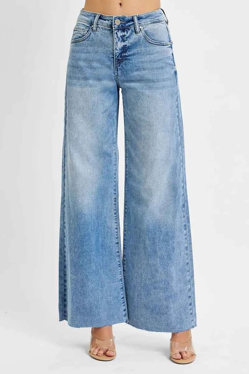 TEEK - Full Size Tummy Control High Rise Ankle Palazzo Jeans Plus Size JEANS TEEK Trend