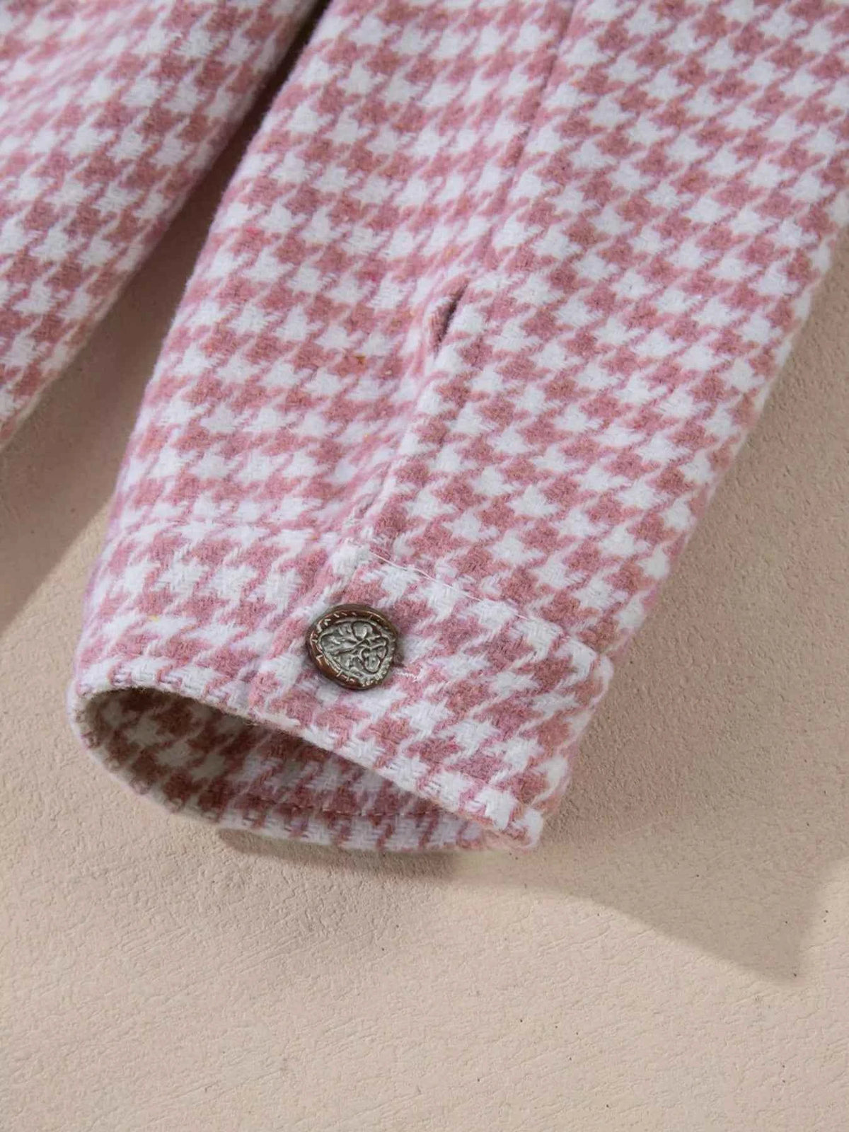 TEEK - Button Down Houndstooth Color Block Shacket TOPS TEEK Trend