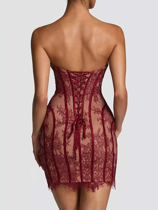 TEEK - Lace Detail Tube Mini Dress DRESS TEEK Trend
