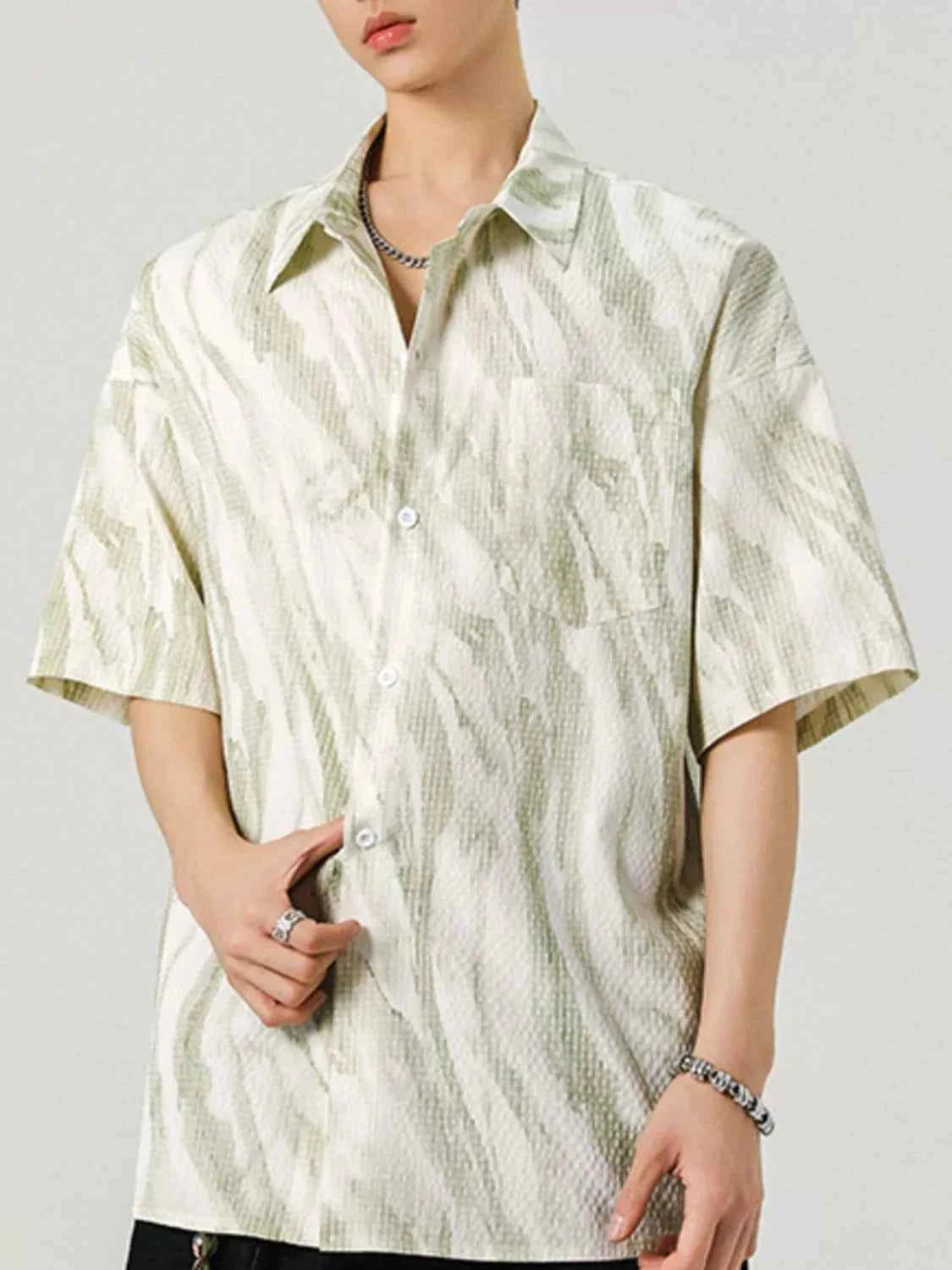 TEEK - Mens Plus Size Button Up Short Sleeve Shirt TOPS TEEK Trend