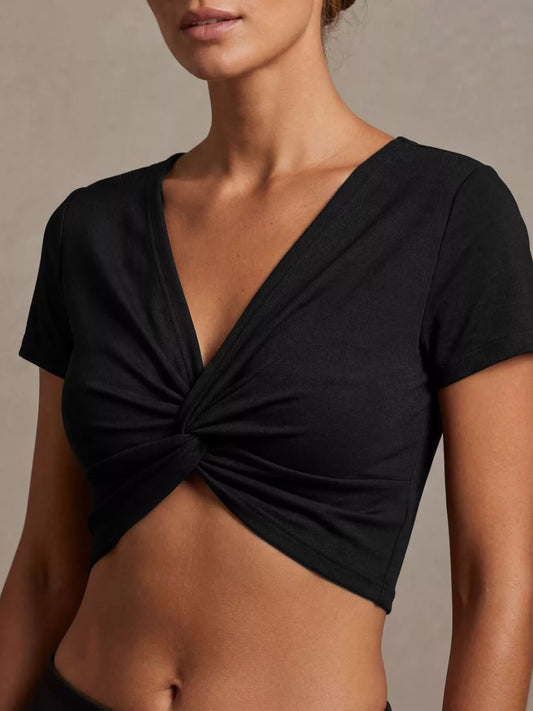 Twist-Front Cropped Top Trendsi