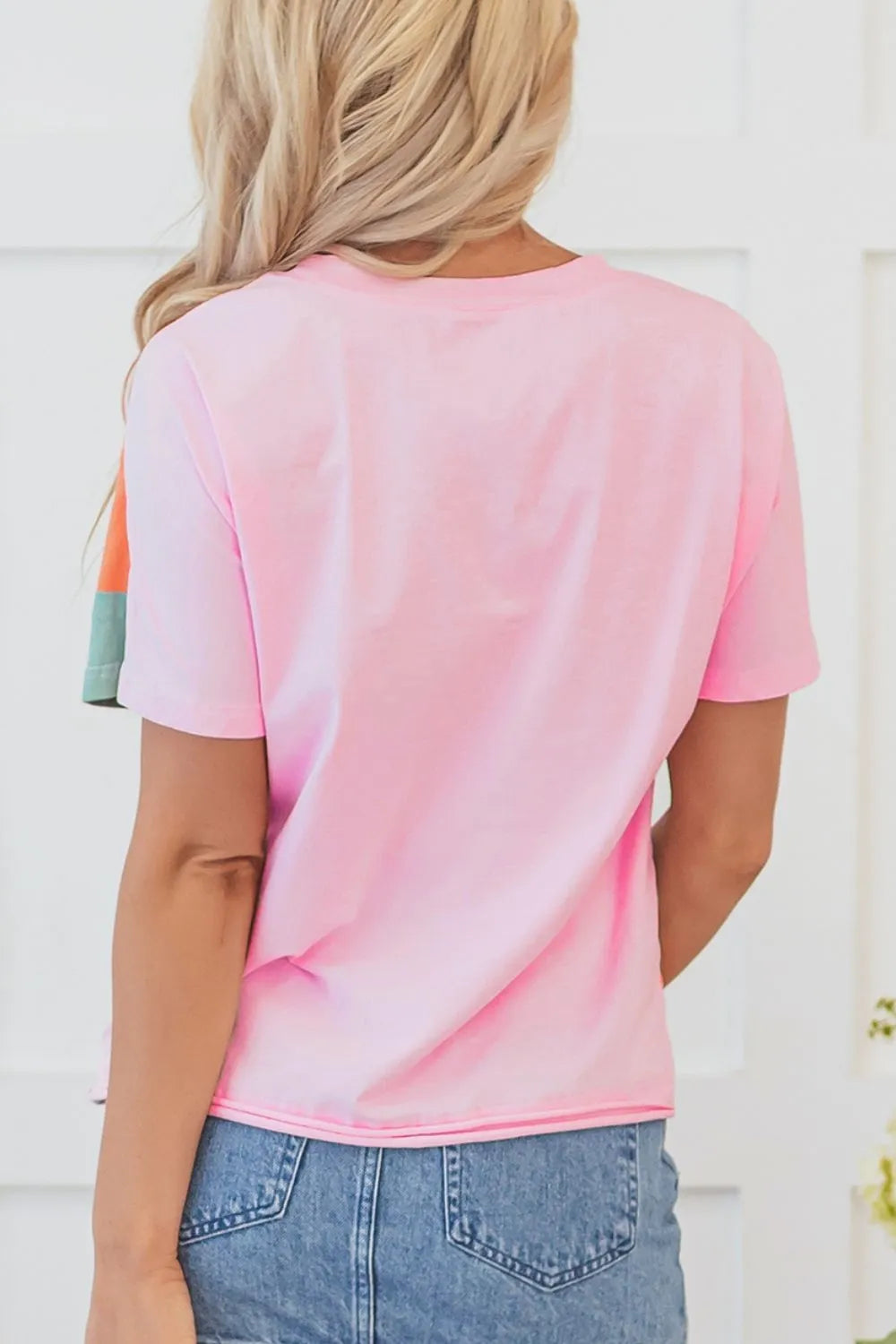 TEEK - Multicolor Block Round Neck Short Sleeve T Shirt TOPS TEEK Trend