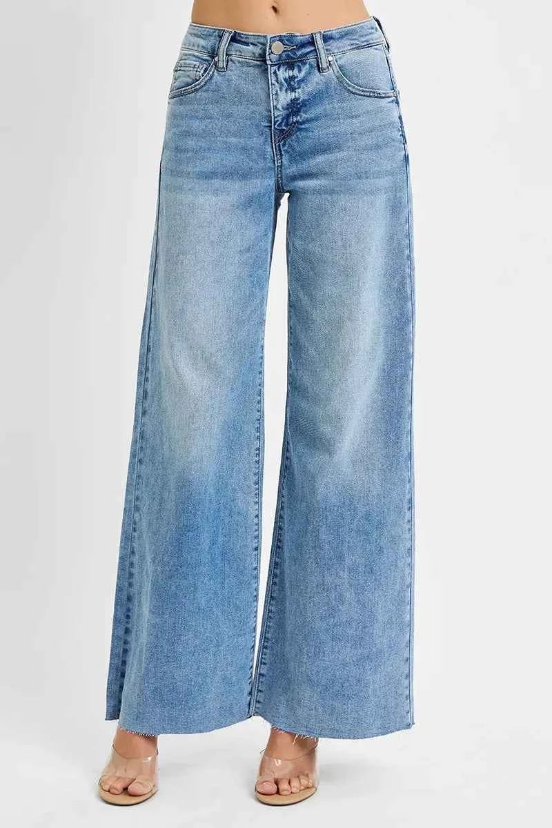 TEEK - Full Size Tummy Control High Rise Ankle Palazzo Jeans Plus Size JEANS TEEK Trend