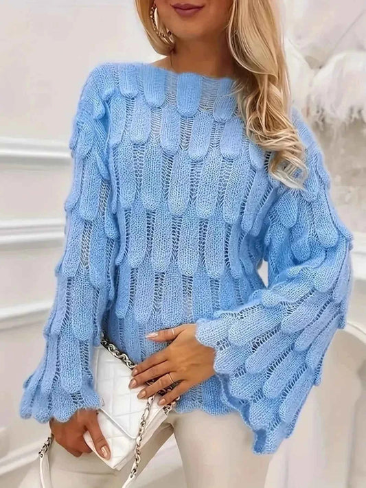 TEEK - Textured Knit Bell Sleeve Knit Top TOPS TEEK Trend