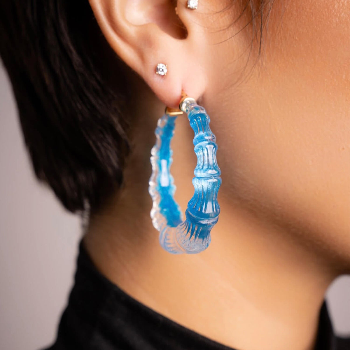 TEEK - Bamboo Illusion Lucite Hoop Earrings JEWELRY TEEK GNH