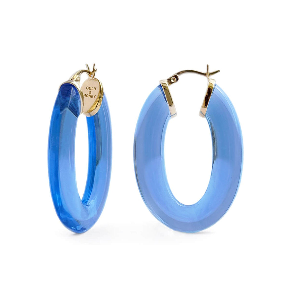 TEEK - Flat Oval Lucite Hoop Earrings JEWELRY TEEK GNH BLUE