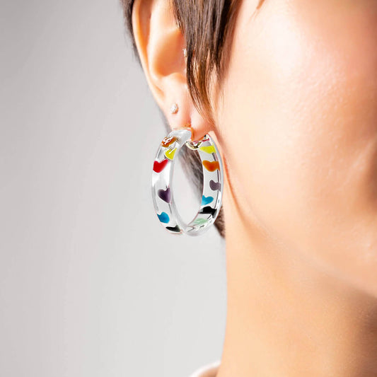 TEEK - Flat Lucite Hoop Earrings | Rainbow Hearts JEWELRY TEEK GNH