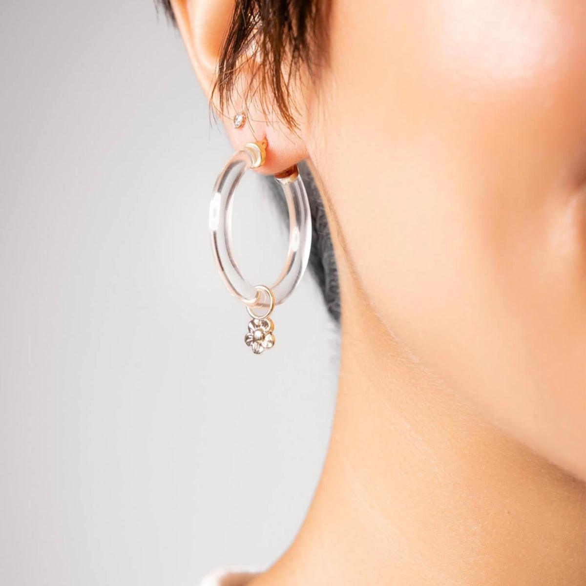 TEEK - Flower Charm Lucite Hoop Earrings JEWELRY TEEK GNH