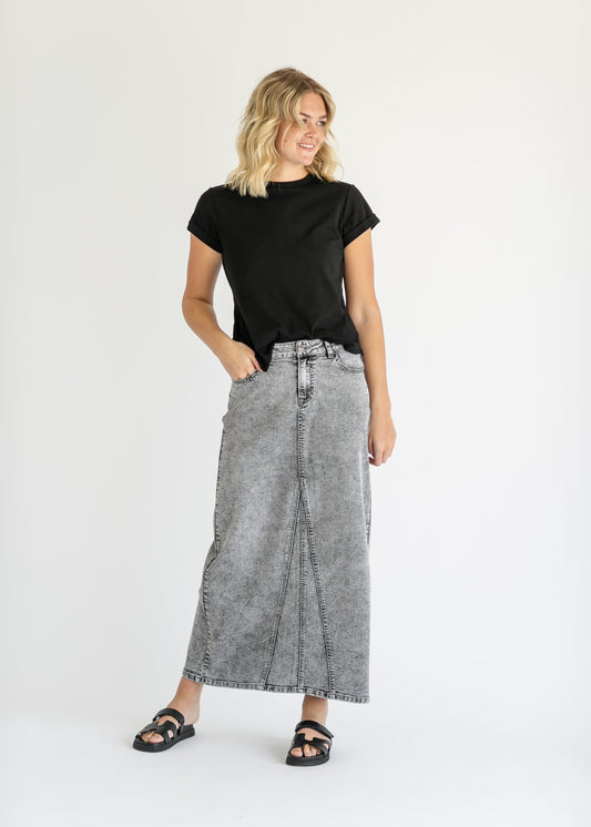 TEEK - Genevieve A-line Denim Maxi Skirt SKIRT TEEK INH