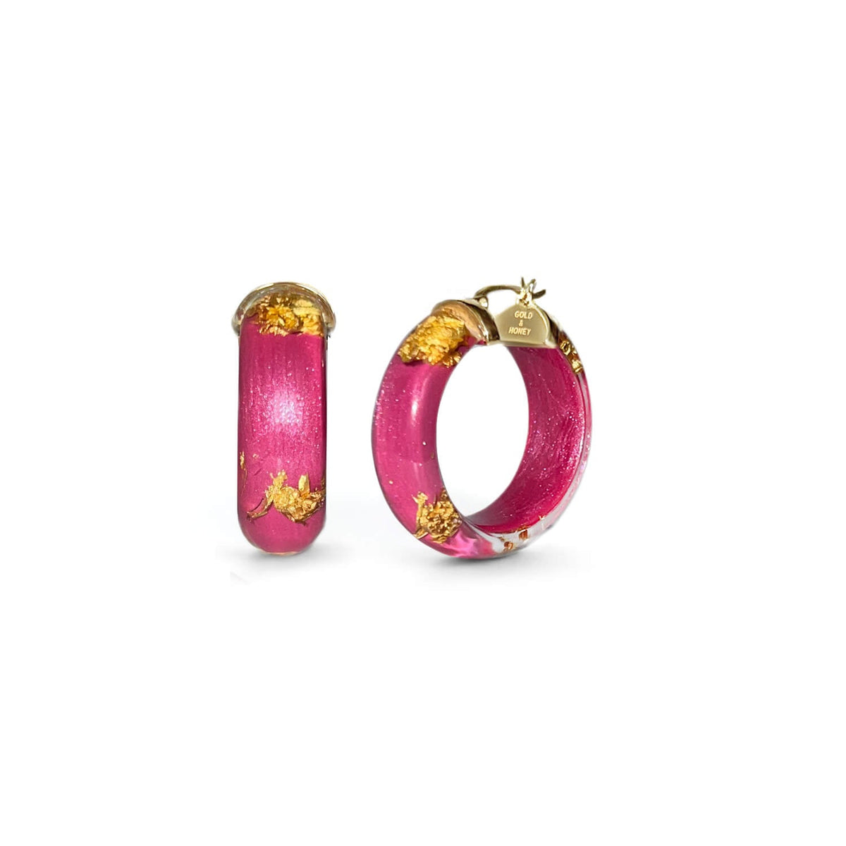 TEEK - Mini Gold Leaf Lucite Hoop Earrings JEWELRY TEEK GNH DAHLIA GOLD LEAF
