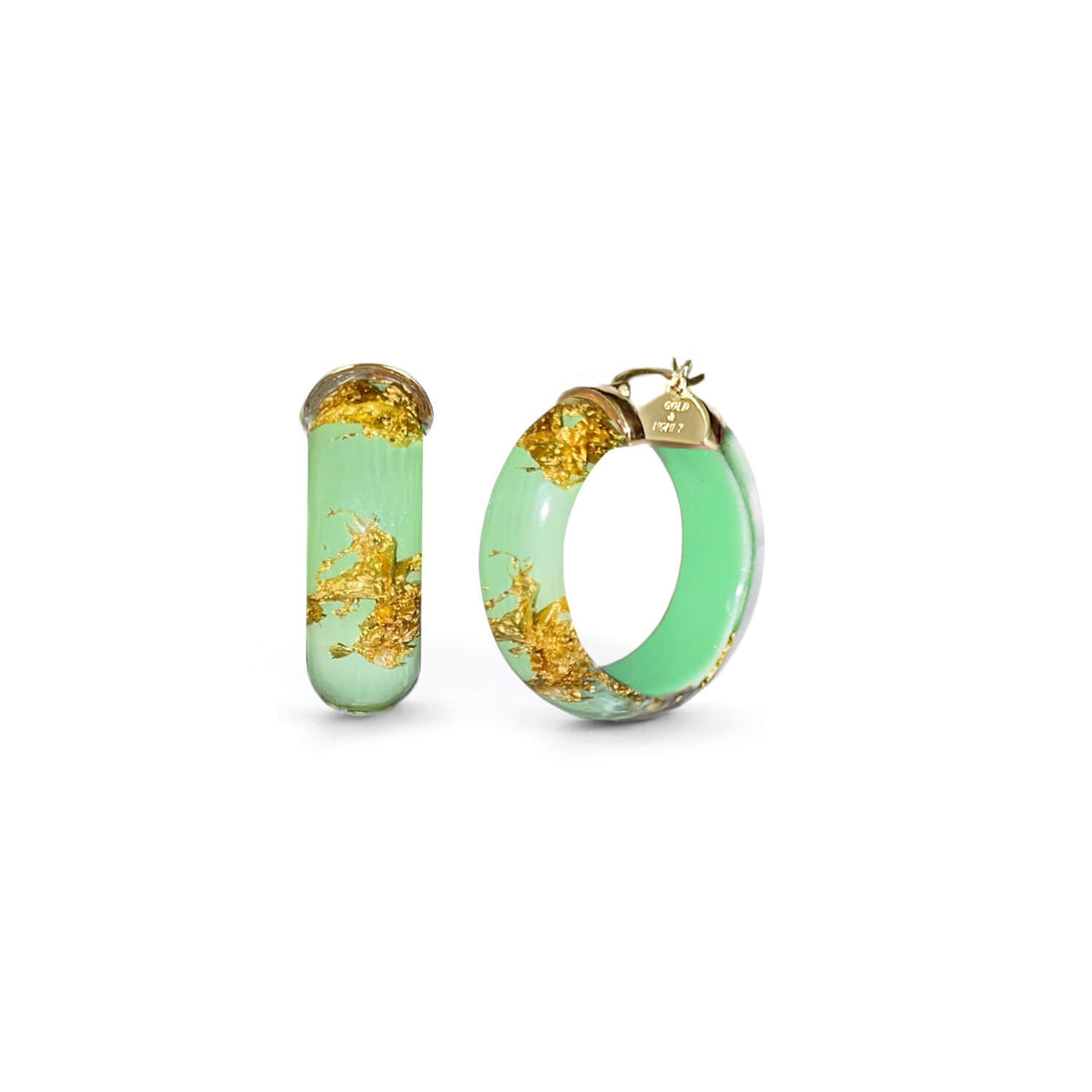 TEEK - Mini Gold Leaf Lucite Hoop Earrings JEWELRY TEEK GNH MINT GOLD LEAF