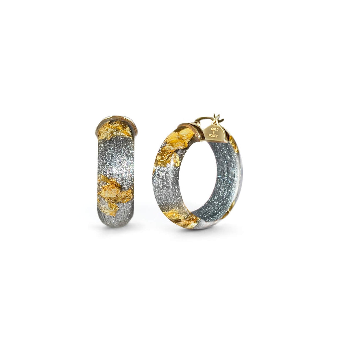 TEEK - Mini Gold Leaf Lucite Hoop Earrings JEWELRY TEEK GNH PIXI GOLD LEAF