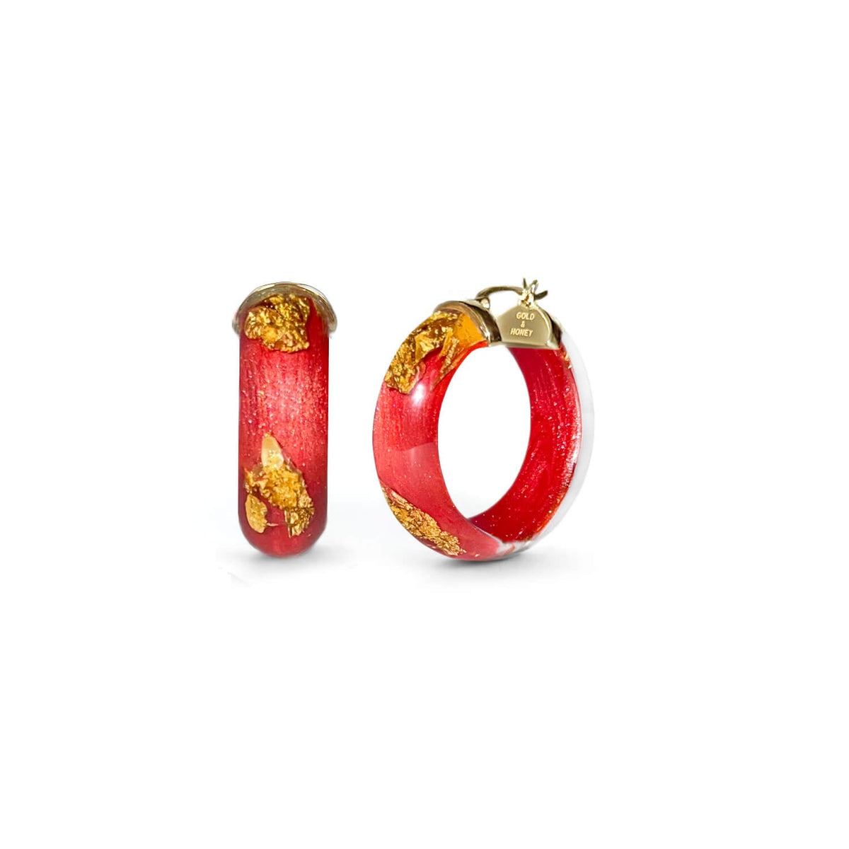 TEEK - Mini Gold Leaf Lucite Hoop Earrings JEWELRY TEEK GNH WATERMELON GOLD LEAF