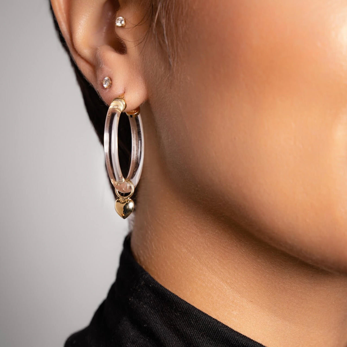 TEEK - Heart Charm Lucite Hoop Earrings JEWELRY TEEK GNH