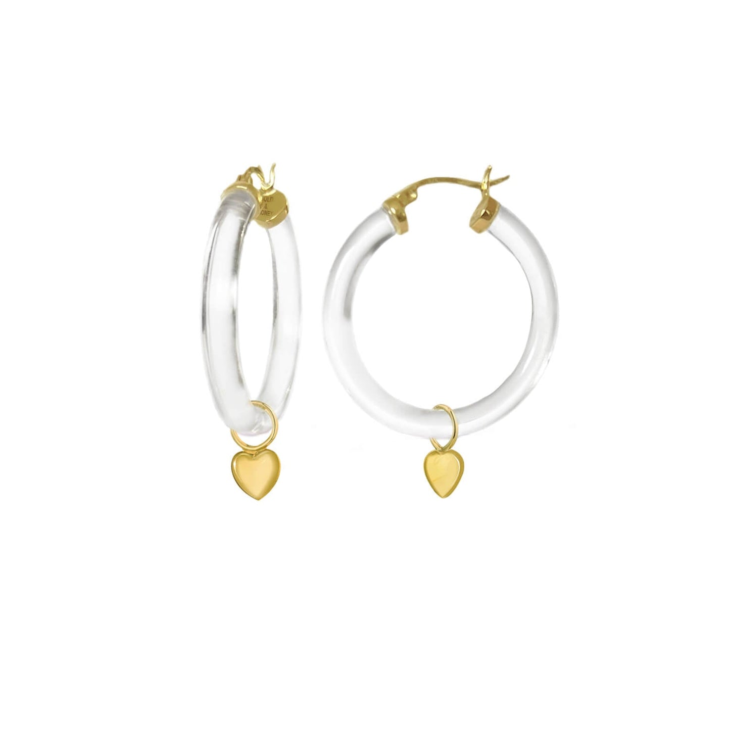 TEEK - Heart Charm Lucite Hoop Earrings JEWELRY TEEK GNH CLEAR
