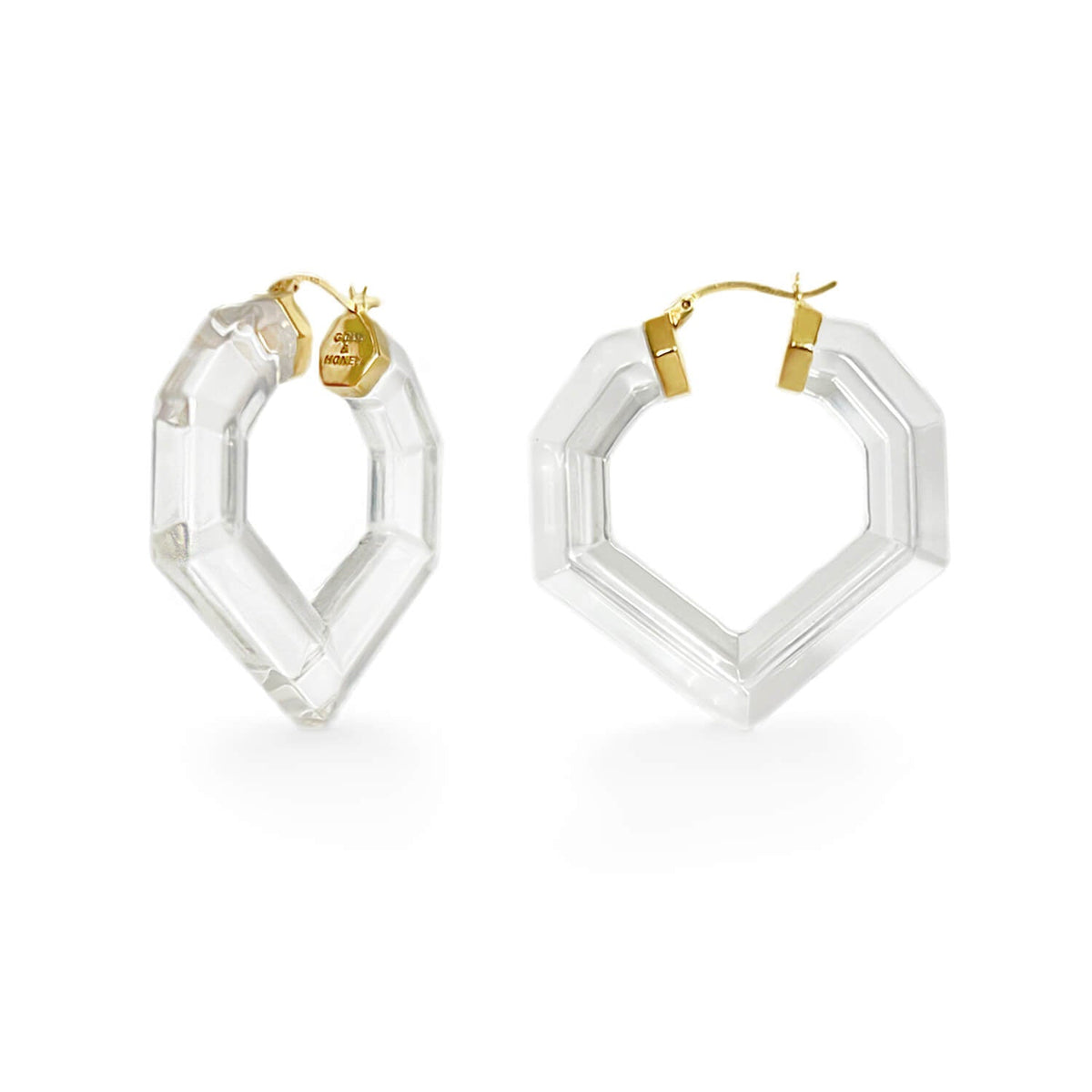TEEK - Heart Gem Lucite Hoop Earrings JEWELRY TEEK GNH CLEAR
