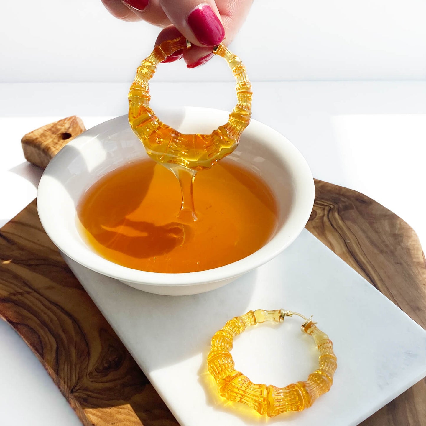 TEEK - Honey Lucite Bamboo Hoop Earrings JEWELRY TEEK GNH