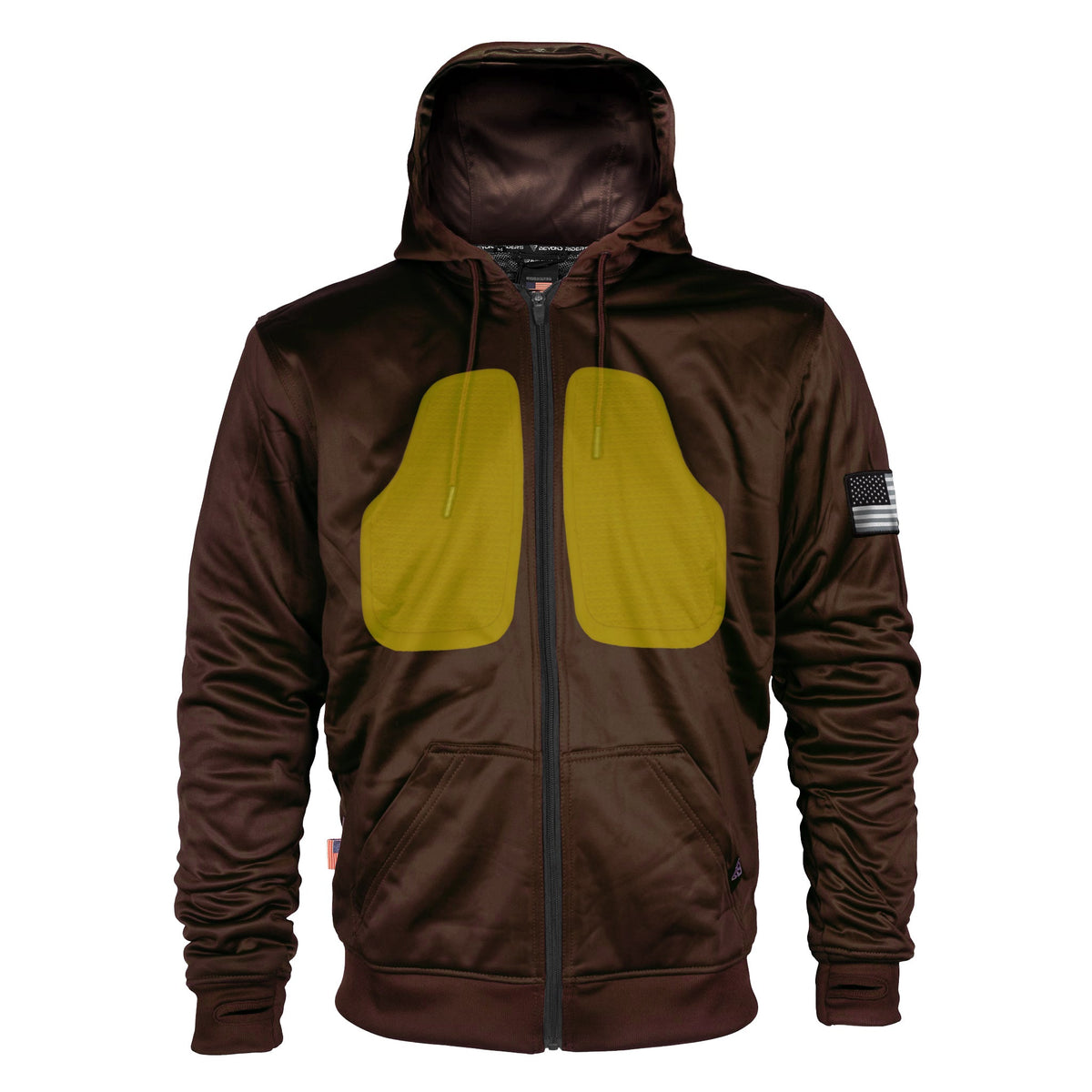 TEEK - Mens Brown Solid Ultra PProtective Padded Hoodie JACKET TEEK BR Brown Solid XXS