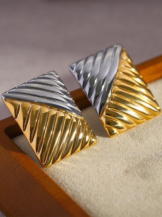 TEEK - Minimalist Square Textured Gold Silver Earrings JEWELRY TEEK K
