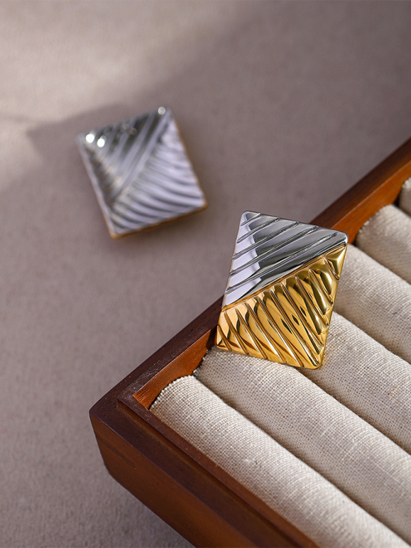 TEEK - Minimalist Square Textured Gold Silver Earrings JEWELRY TEEK K