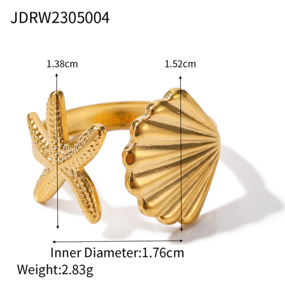 TEEK - Ocean Shell Starfish Ring JEWELRY TEEK K Golden