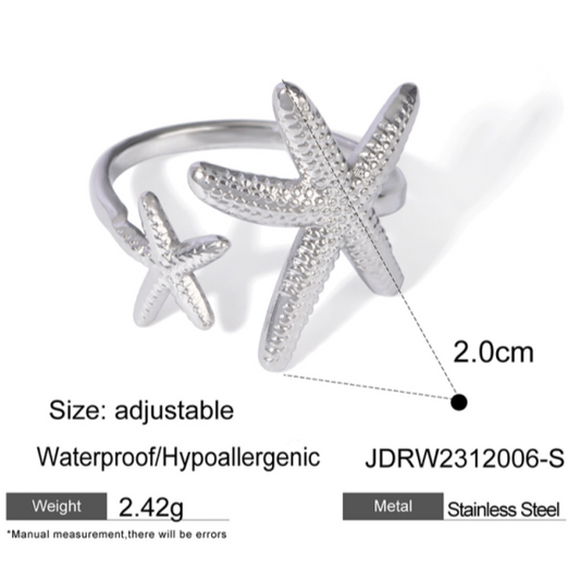 TEEK - Ocean Shell Starfish Ring JEWELRY TEEK K Silver