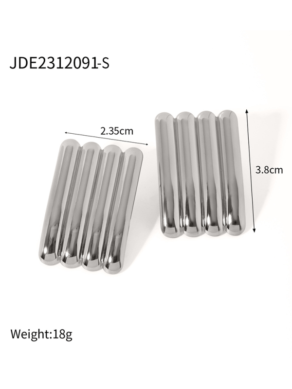 TEEK - Simple Silver Striped Earrings JEWELRY TEEK K