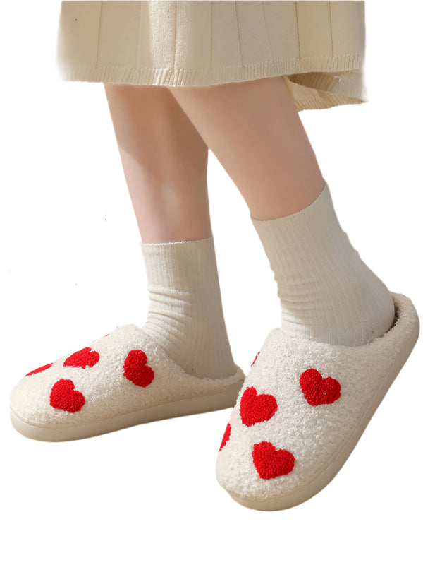 TEEK - White Valentine Heart Love Cotton Slippers SHOES TEEK K