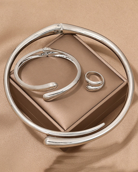 TEEK - Geometric Smooth Collar Bracelet Ring Set JEWELRY TEEK K