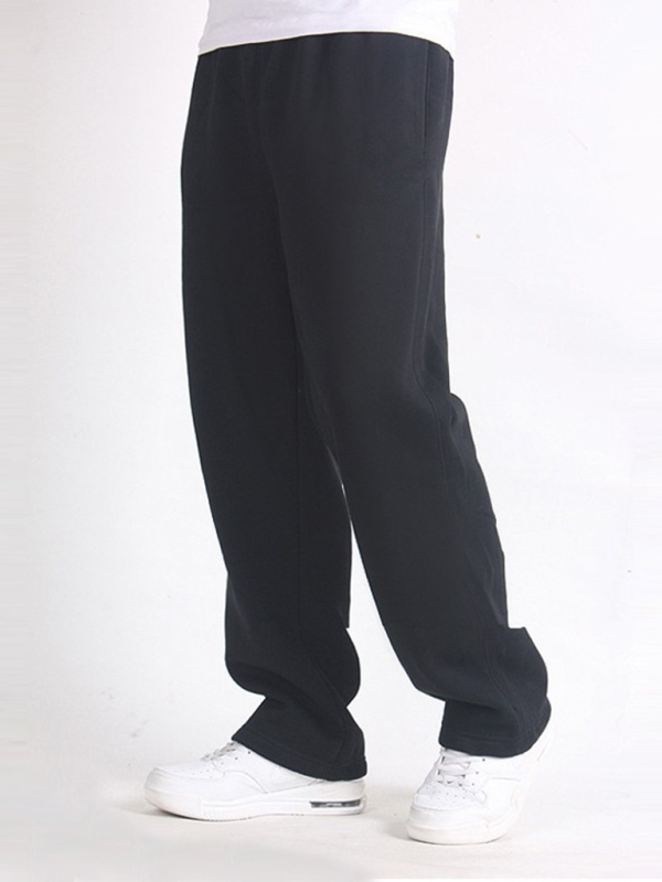 TEEK - Mens Straight Solid Color Loose Trousers PANTS TEEK K Black S 