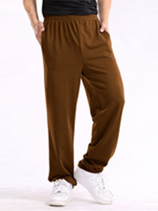 TEEK - Mens Straight Solid Color Loose Trousers PANTS TEEK K Dark Brown S 