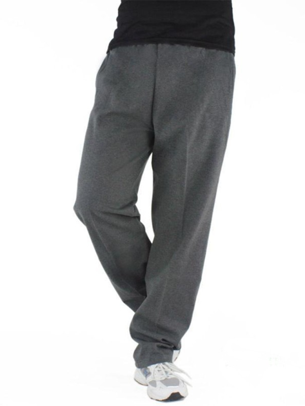 TEEK - Mens Straight Solid Color Loose Trousers PANTS TEEK K Charcoal Grey S 