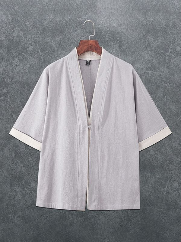 TEEK - Mens Disc Button Linen Shirt TOPS TEEK K Grey M