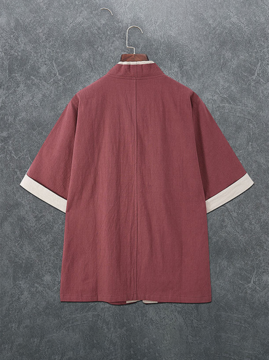 TEEK - Mens Disc Button Linen Shirt TOPS TEEK K